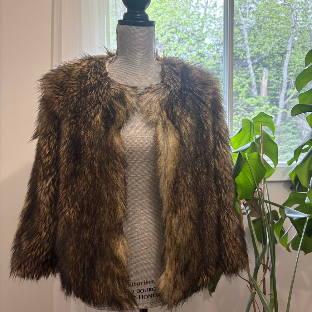 Armani Exchange Brown Faux Fur Teddy Jacket